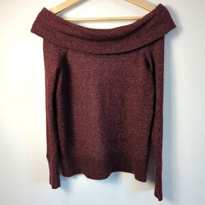 Abercrombie & Fitch Burgundy Red Off The Shoulder Long Sleeve Sweater Size XS